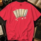 Vintage Floral Book Spines T-Shirt: Storybook Fan in Watermelon - Comfort Colors® T-Shirt