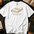 I Judge Books By Their Edges T-Shirt: Vintage Wrapped Book in White - Comfort Colors® T-Shirt
