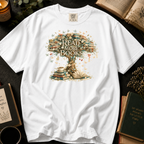 Read More Books T-Shirt: Vintage Book Tree in White - Comfort Colors® T-Shirt