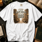 I Love Long Walks Down The Book Aisle T-Shirt: Vintage Bookstore in White - Comfort Colors® T-Shirt