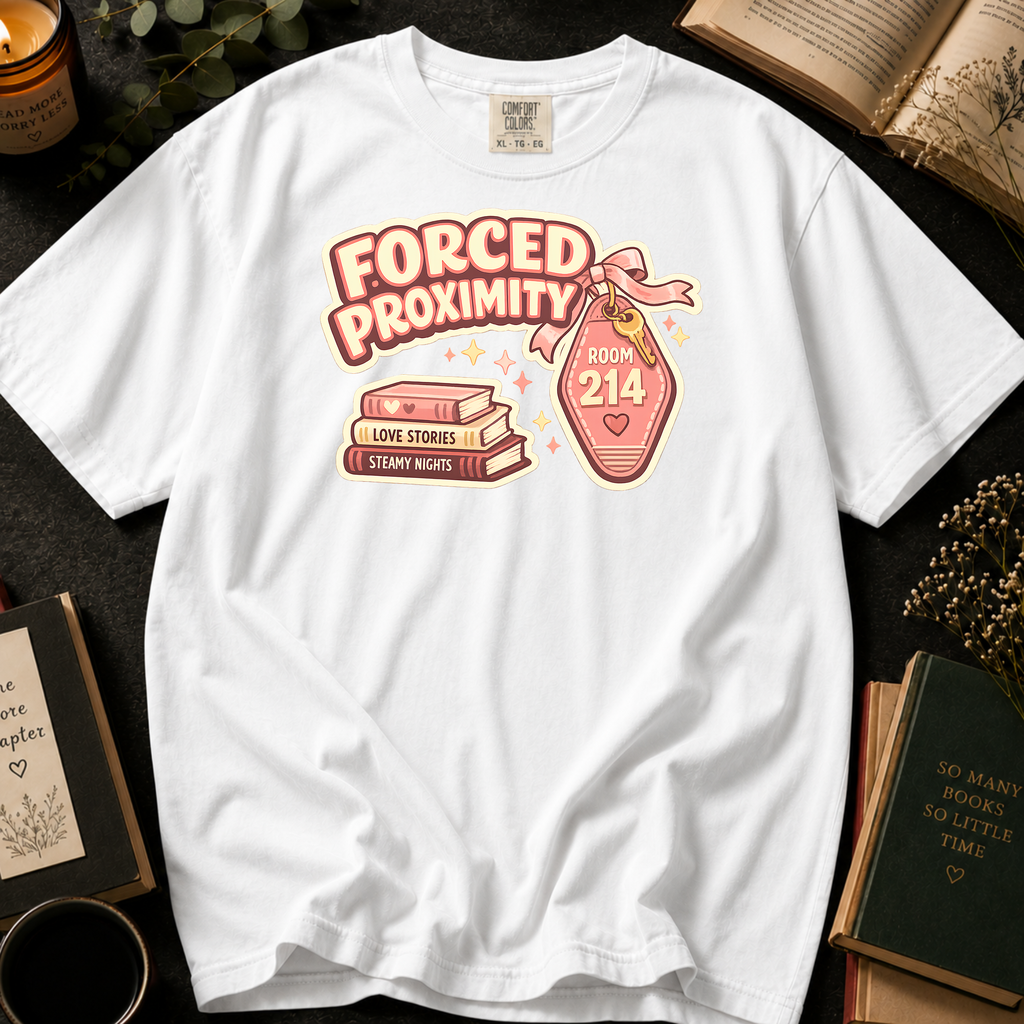 Forced Proximity Room 214 T-Shirt: Retro Motel Keychain in White - Comfort Colors® T-Shirt