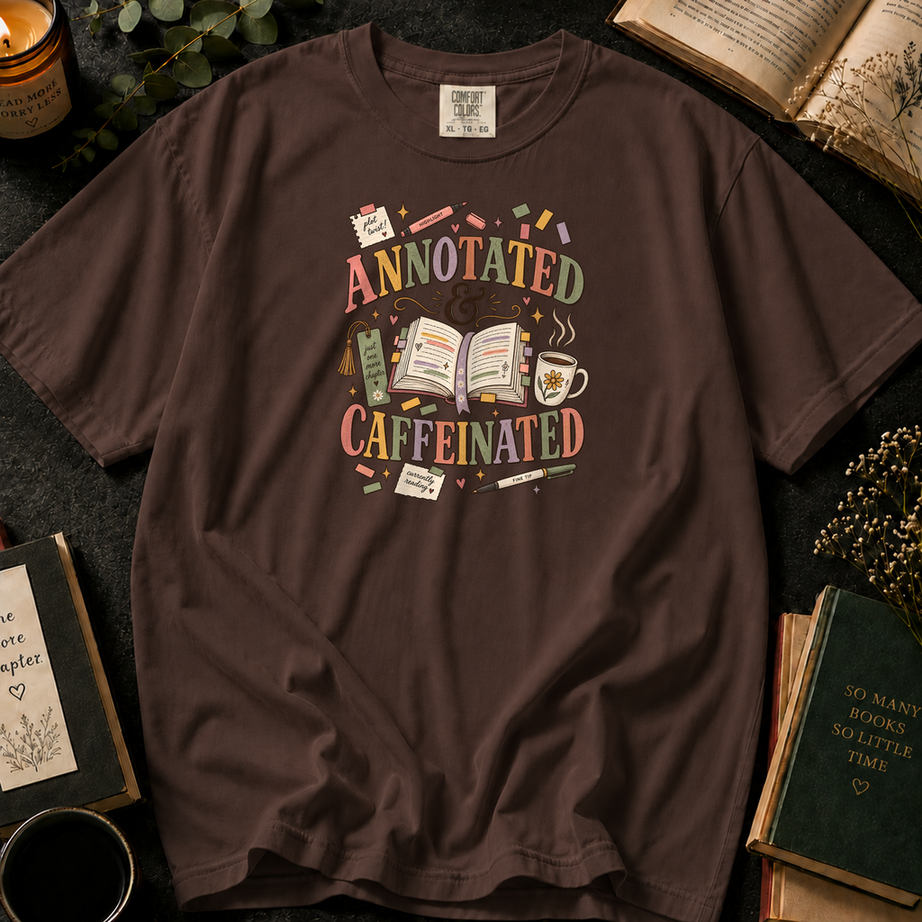 Annotated & Caffeinated T-Shirt in Espresso, Between the Pages