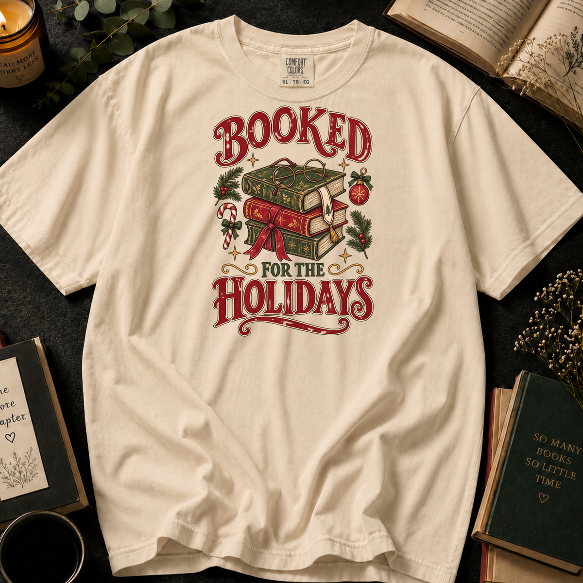 Booked for the Holidays T-Shirt in Ivory, Between the Pages