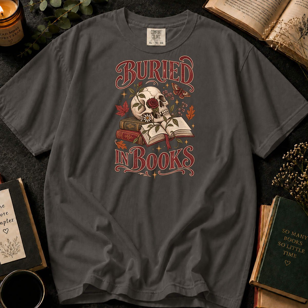 Buried in Books T-Shirt in Pepper, Between the Pages
