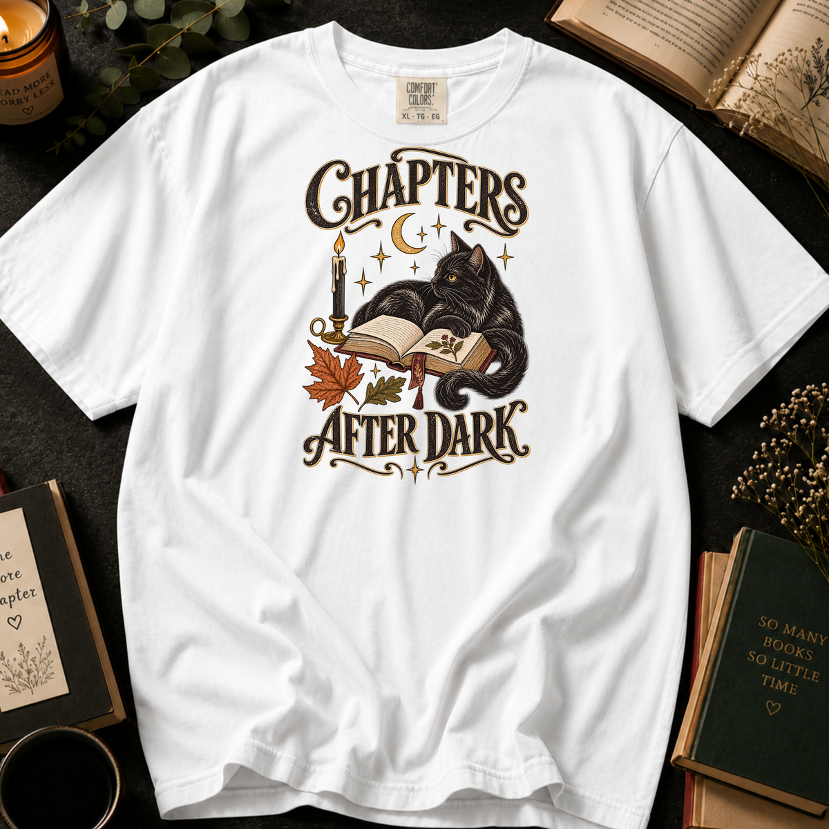 Chapters After Dark T-Shirt in White, Between the Pages