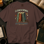 Book Lover T-Shirt — "I Crack Spines and I'll Do It Again" Vintage Stack Graphic