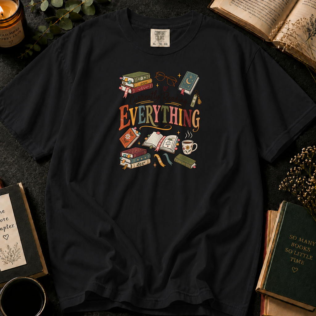 Currently Reading Everything T-Shirt in Black, Between the Pages