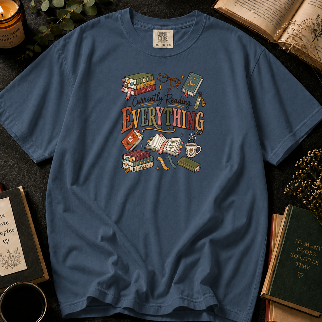 Currently Reading Everything T-Shirt in Denim, Between the Pages