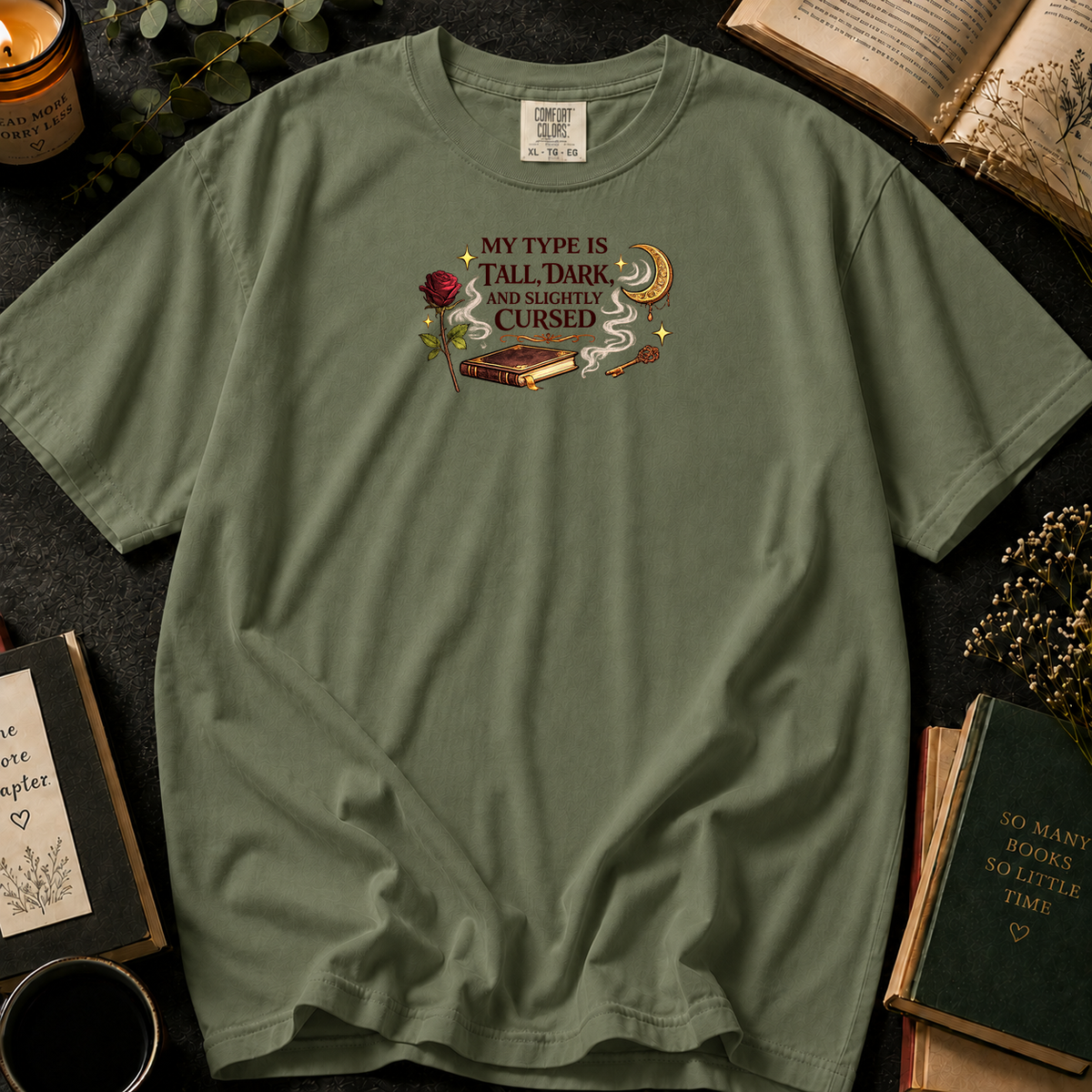 Dark Reader T-Shirt in Sage, Between the Pages
