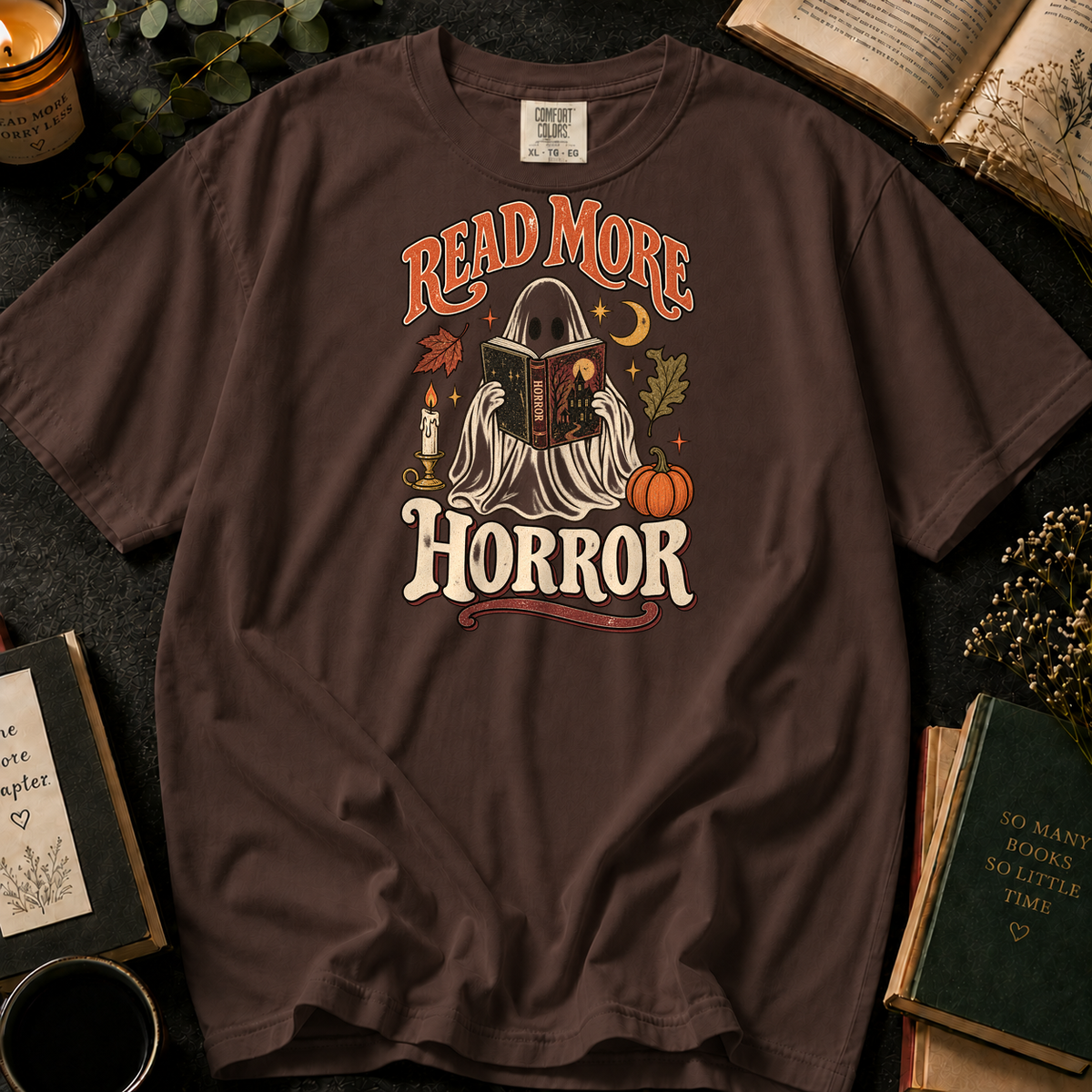 Dark Tales Reader T-Shirt in Espresso, Between the Pages