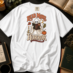 Dark Tales Reader T-Shirt in White, Between the Pages