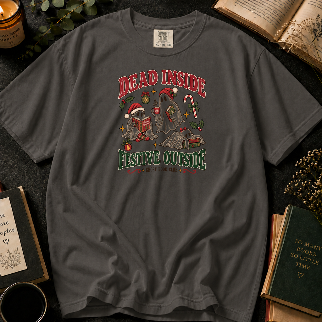 Dead Inside, Festive Outside T-Shirt in Pepper, Between the Pages