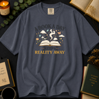 A Book A Day Keeps Reality Away T-Shirt: Cozy Morning Flatlay in Denim - Comfort Colors® T-Shirt