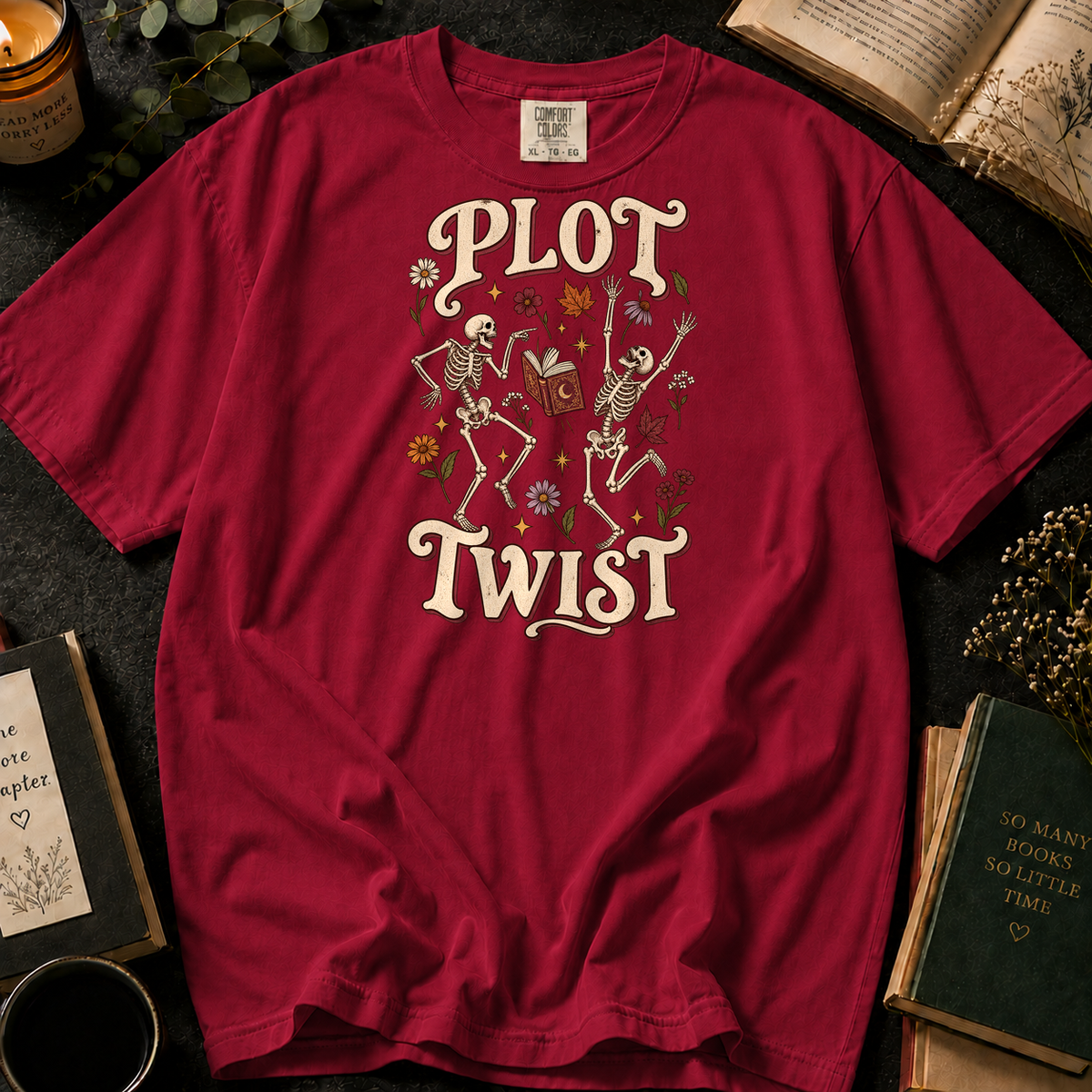 Endless Pages T-Shirt in Crimson, Between the Pages