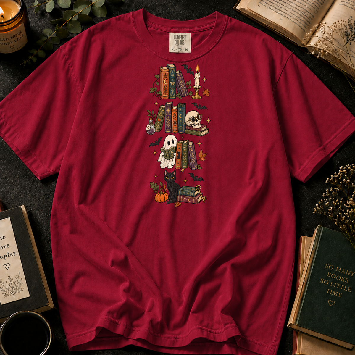 Fiction Feels T-Shirt in Crimson, Between the Pages