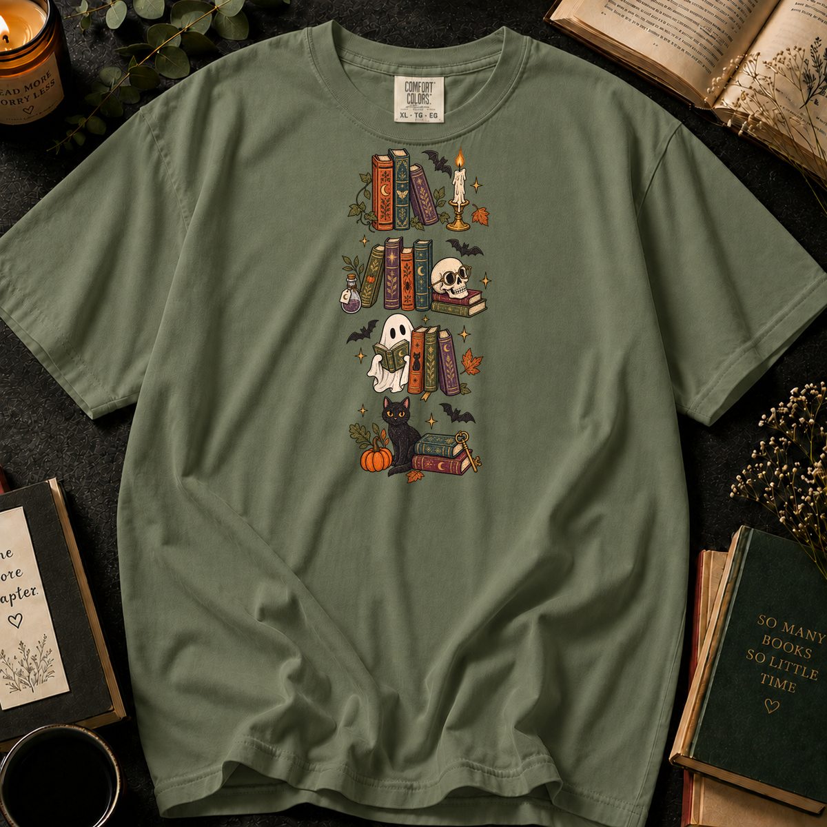 Fiction Feels T-Shirt in Sage, Between the Pages