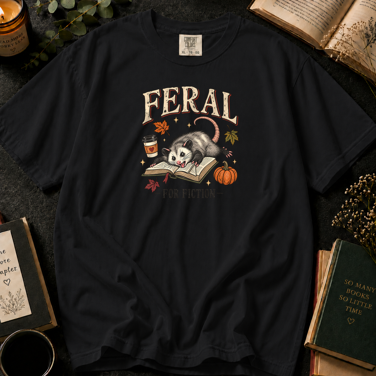 Fictional Heart T-Shirt in Black, Between the Pages