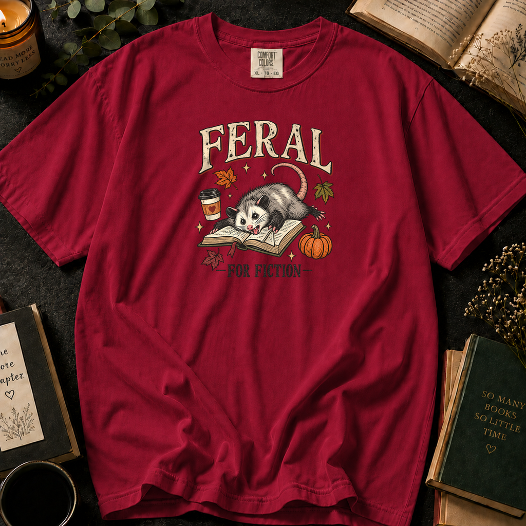 Fictional Heart T-Shirt in Crimson, Between the Pages