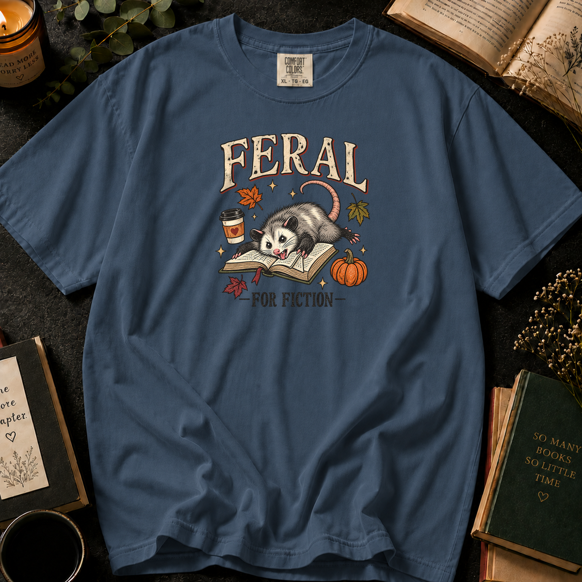 Fictional Heart T-Shirt in Denim, Between the Pages