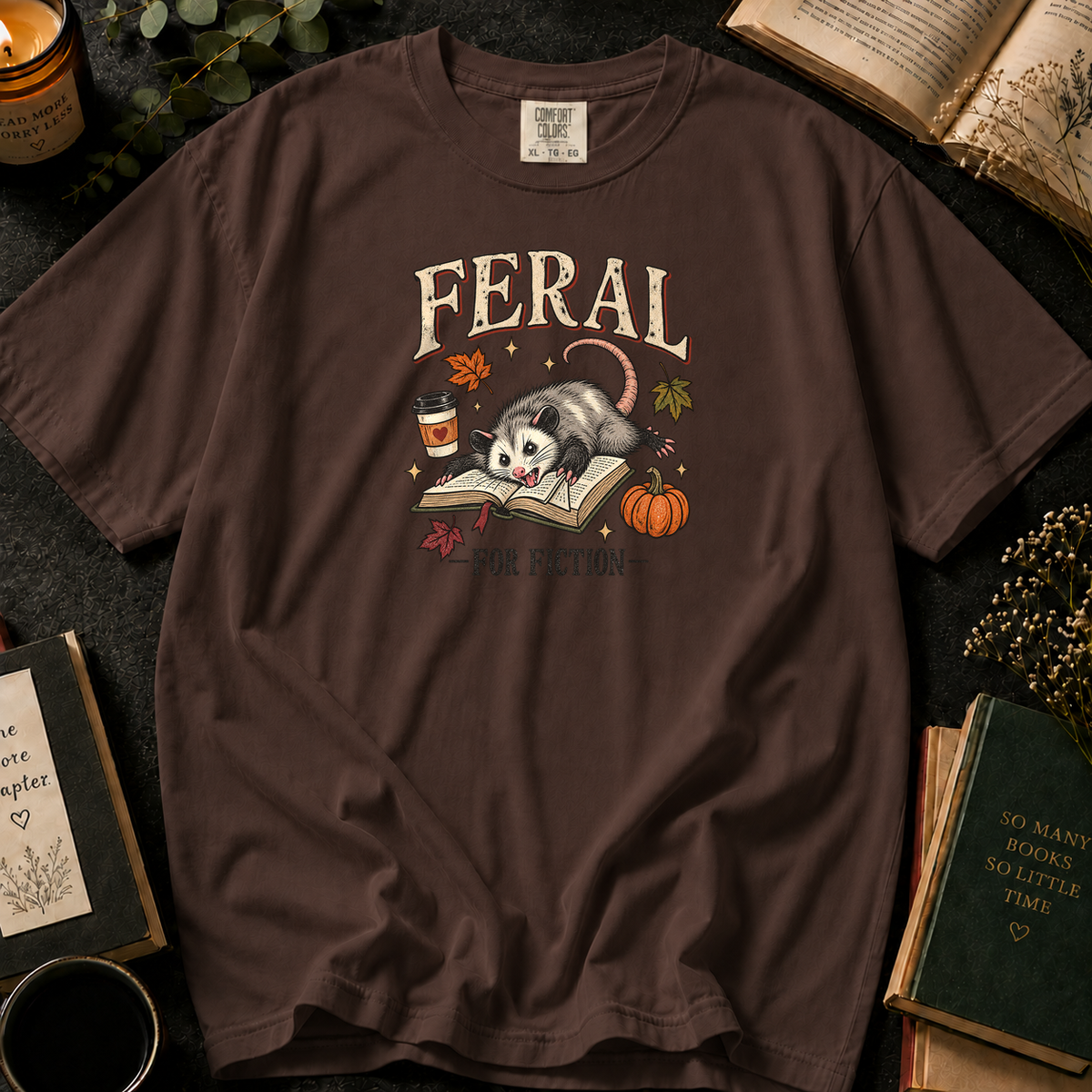 Fictional Heart T-Shirt in Espresso, Between the Pages