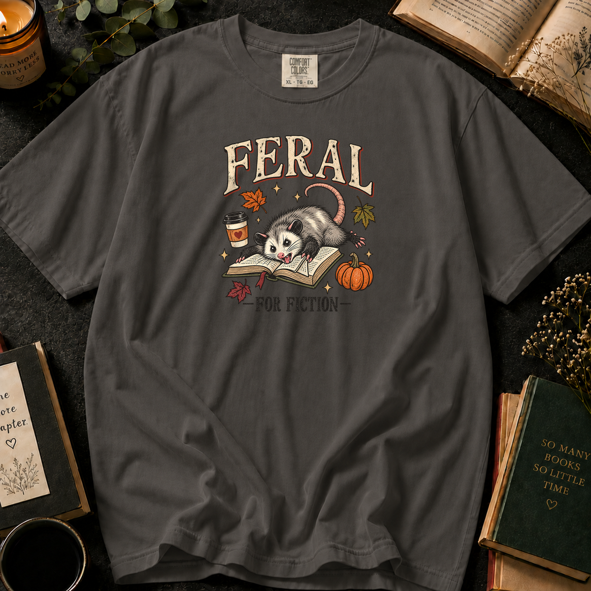 Fictional Heart T-Shirt in Pepper, Between the Pages