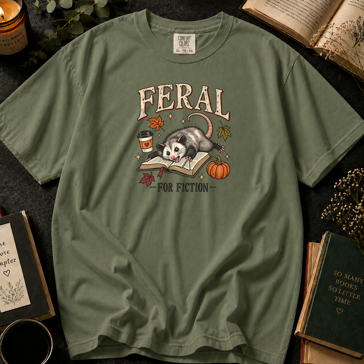 Fictional Heart T-Shirt in Sage, Between the Pages