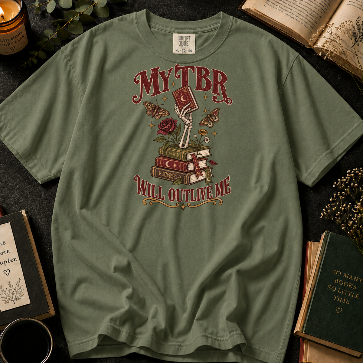 Forever Reading T-Shirt in Sage, Between the Pages