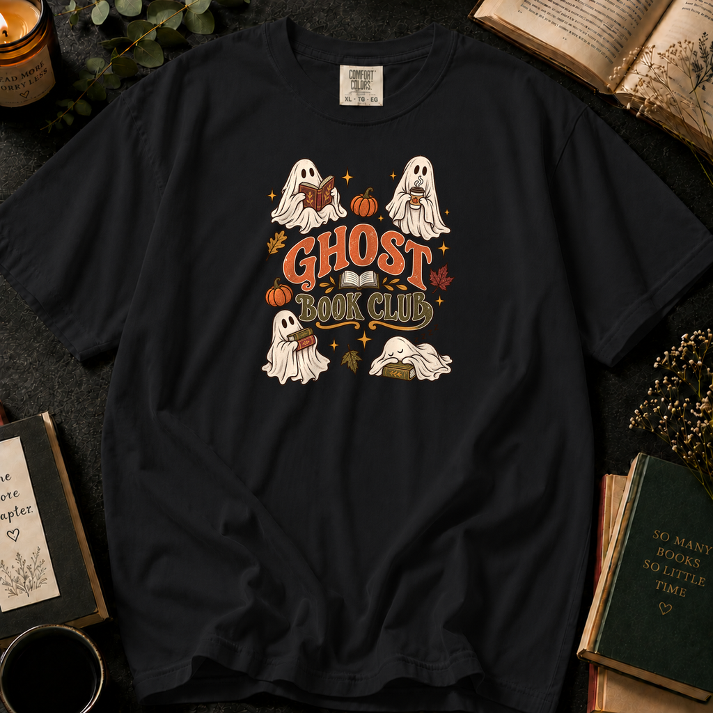 Ghost Book Club T-Shirt in Black, Between the Pages