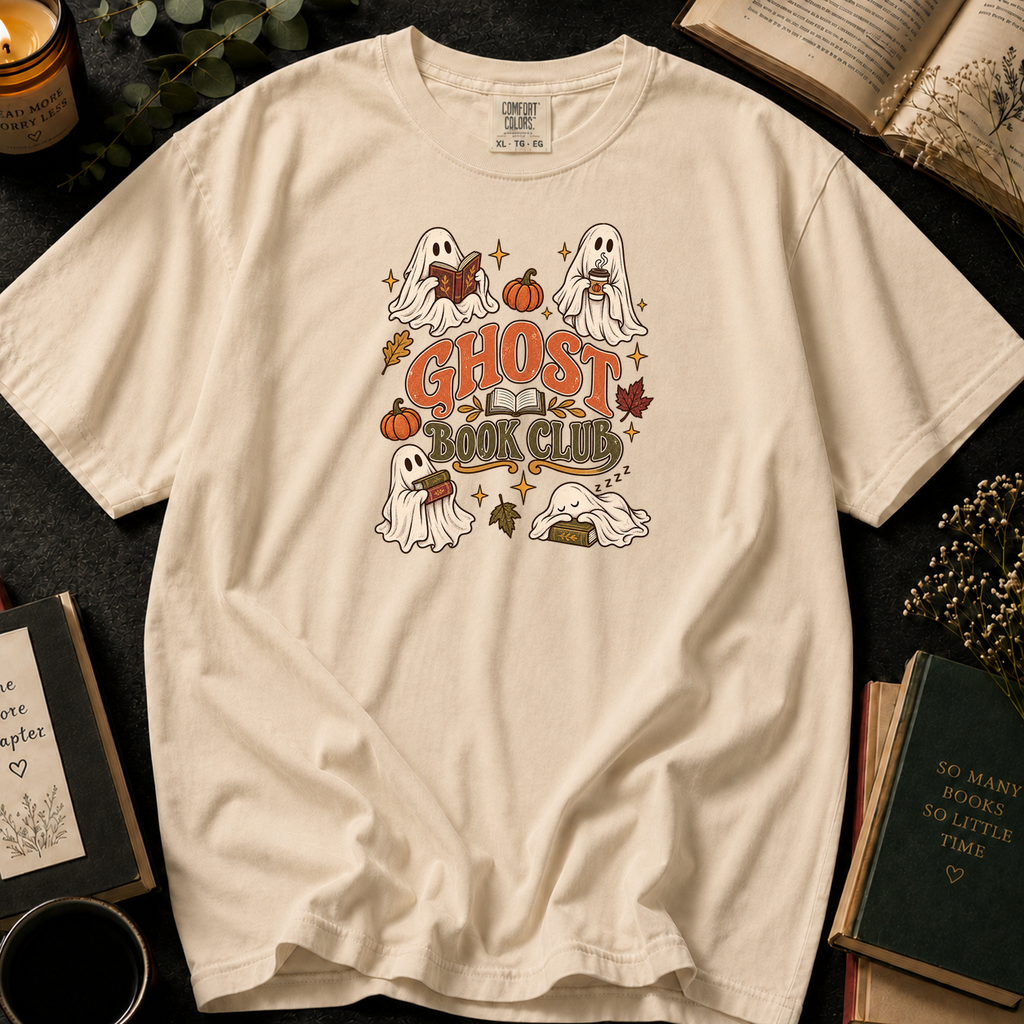 Ghost Book Club T-Shirt in Ivory, Between the Pages