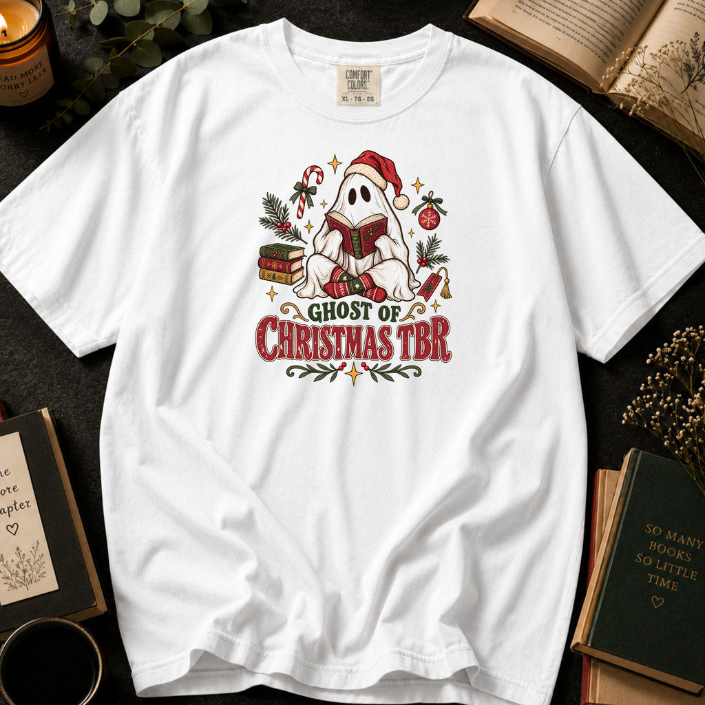 Ghost of Christmas TBR T-Shirt in White, Between the Pages