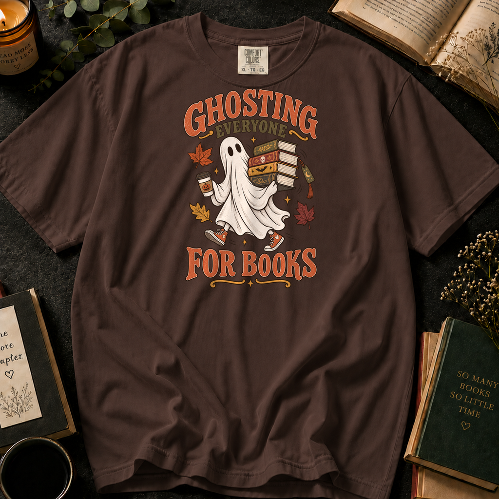 Ghosting Everyone for Books T-Shirt in Espresso, Between the Pages