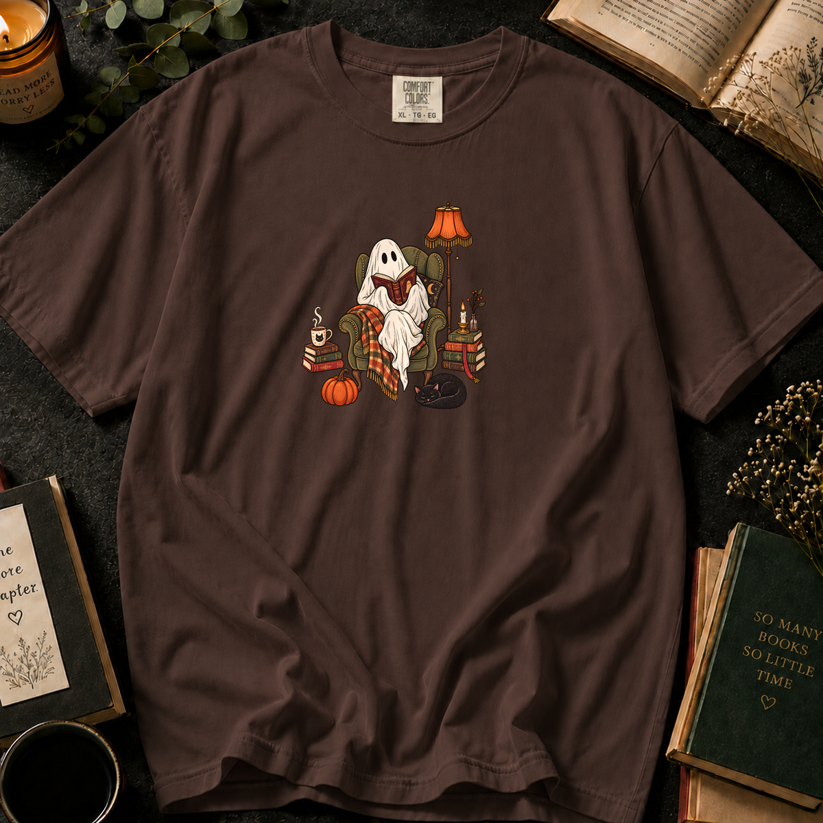 Ghostly Reading T-Shirt in Espresso, Between the Pages