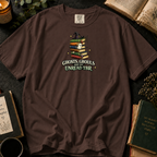 Ghosts, Ghouls, and My Unread TBR T-Shirt in Espresso, Between the Pages