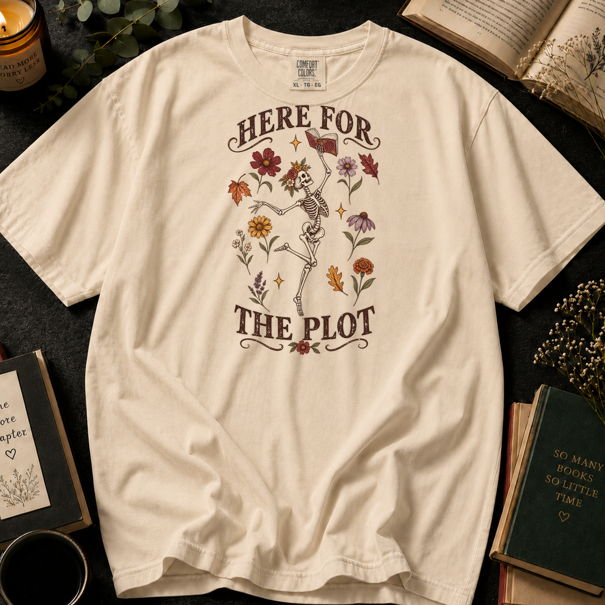 Here for the Plot T-Shirt in Ivory, Between the Pages