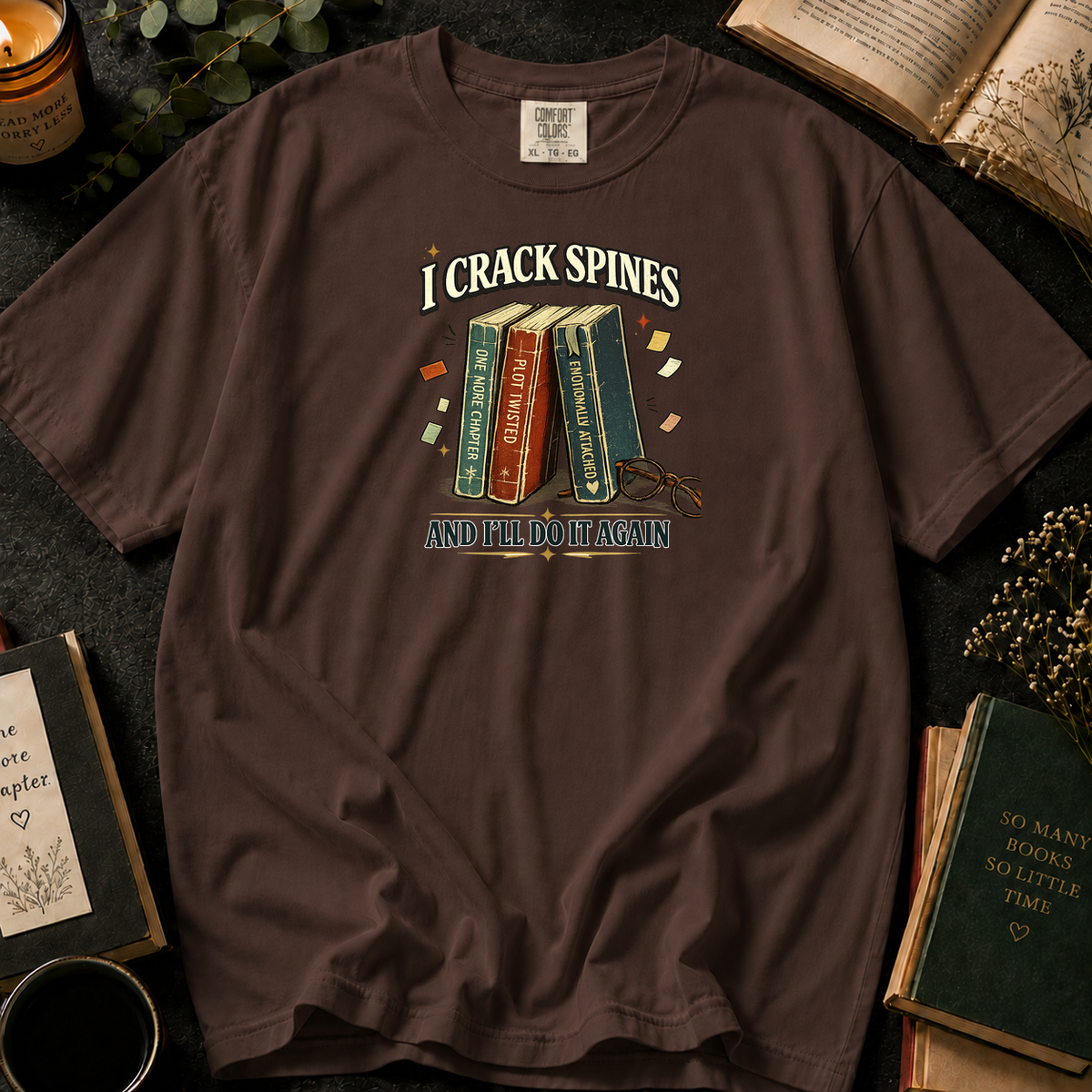 I Crack Book Spines T-Shirt in Espresso, Between the Pages