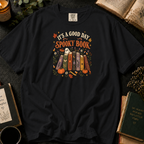 It's a Good Day for a Spooky Book T-Shirt in Black, Between the Pages