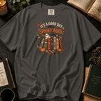 It's a Good Day for a Spooky Book T-Shirt in Pepper, Between the Pages