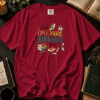 Just One More Bookshelf To Go T-Shirt in Crimson, Between the Pages