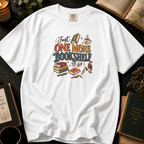Just One More Bookshelf To Go T-Shirt in White, Between the Pages
