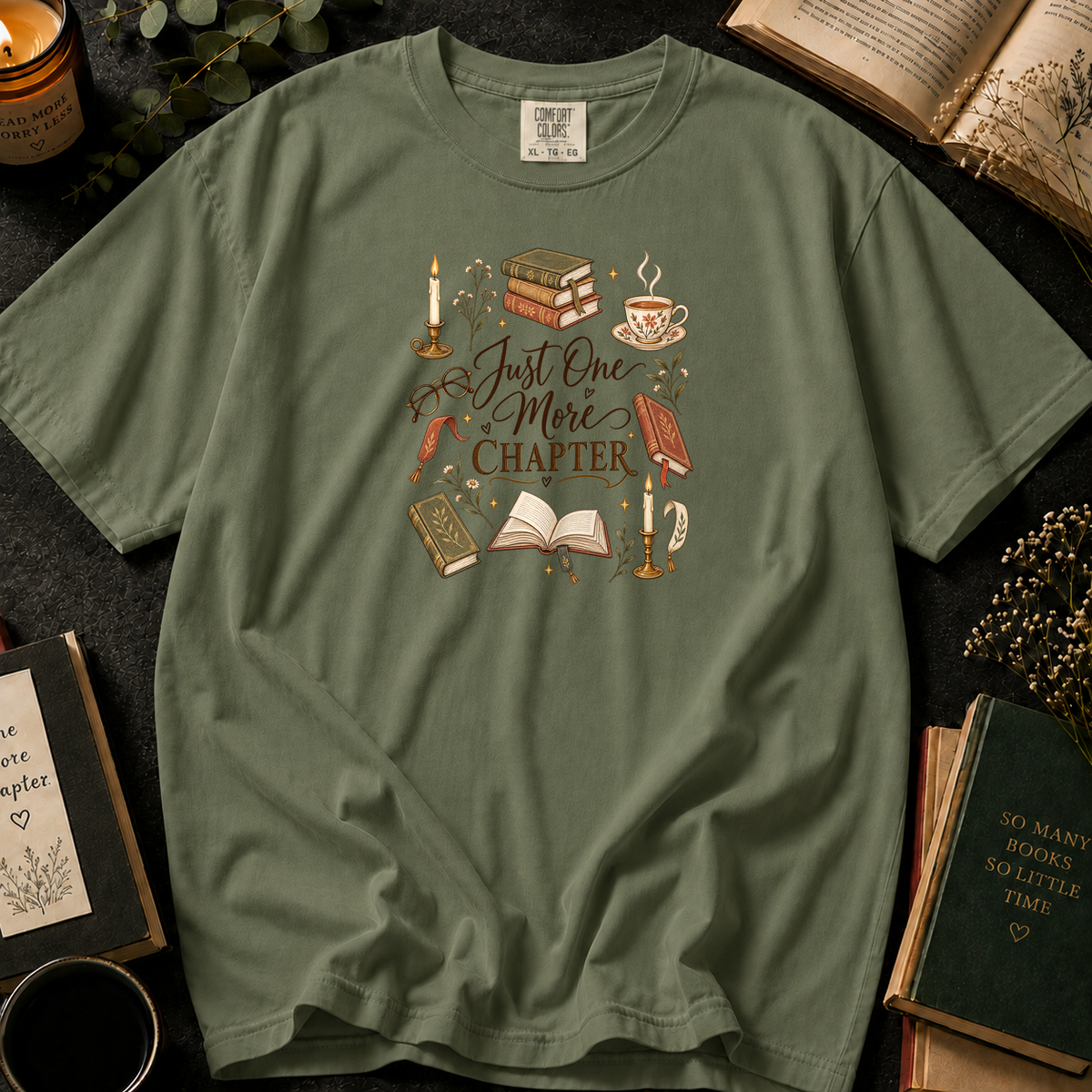 Just One More Chapter T-Shirt in Sage, Between the Pages