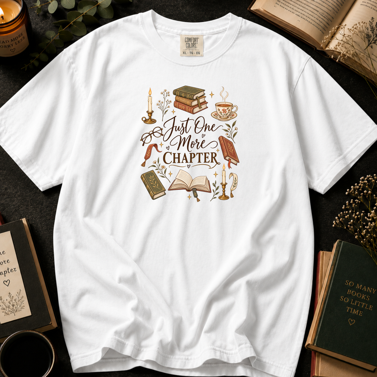 Just One More Chapter T-Shirt in White, Between the Pages