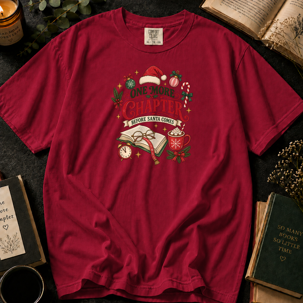 Literary Companion T-Shirt in Crimson, Between the Pages