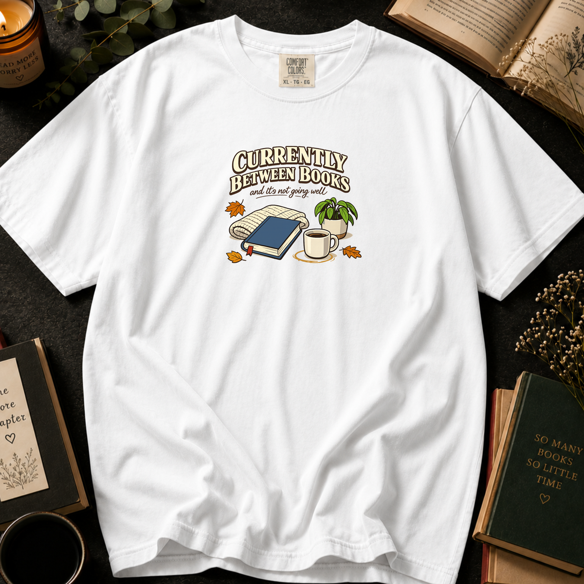 Literary Escape T-Shirt in White, Between the Pages