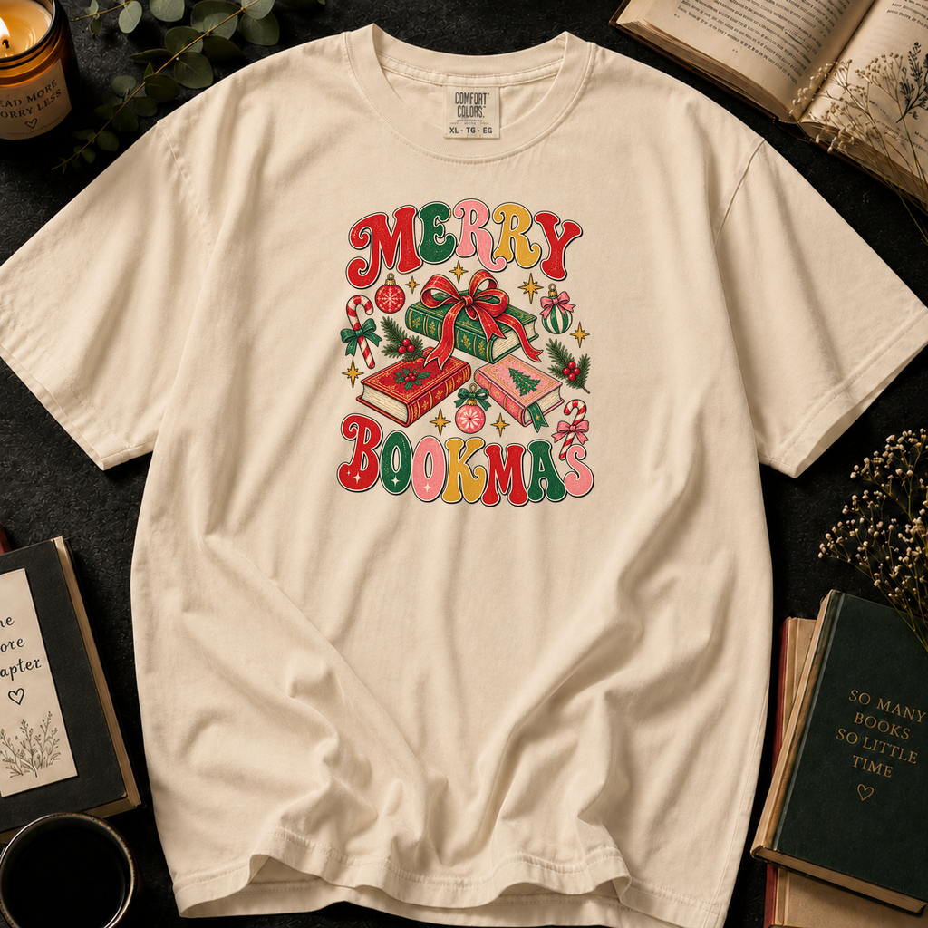Merry Bookmas T-Shirt in Ivory, Between the Pages