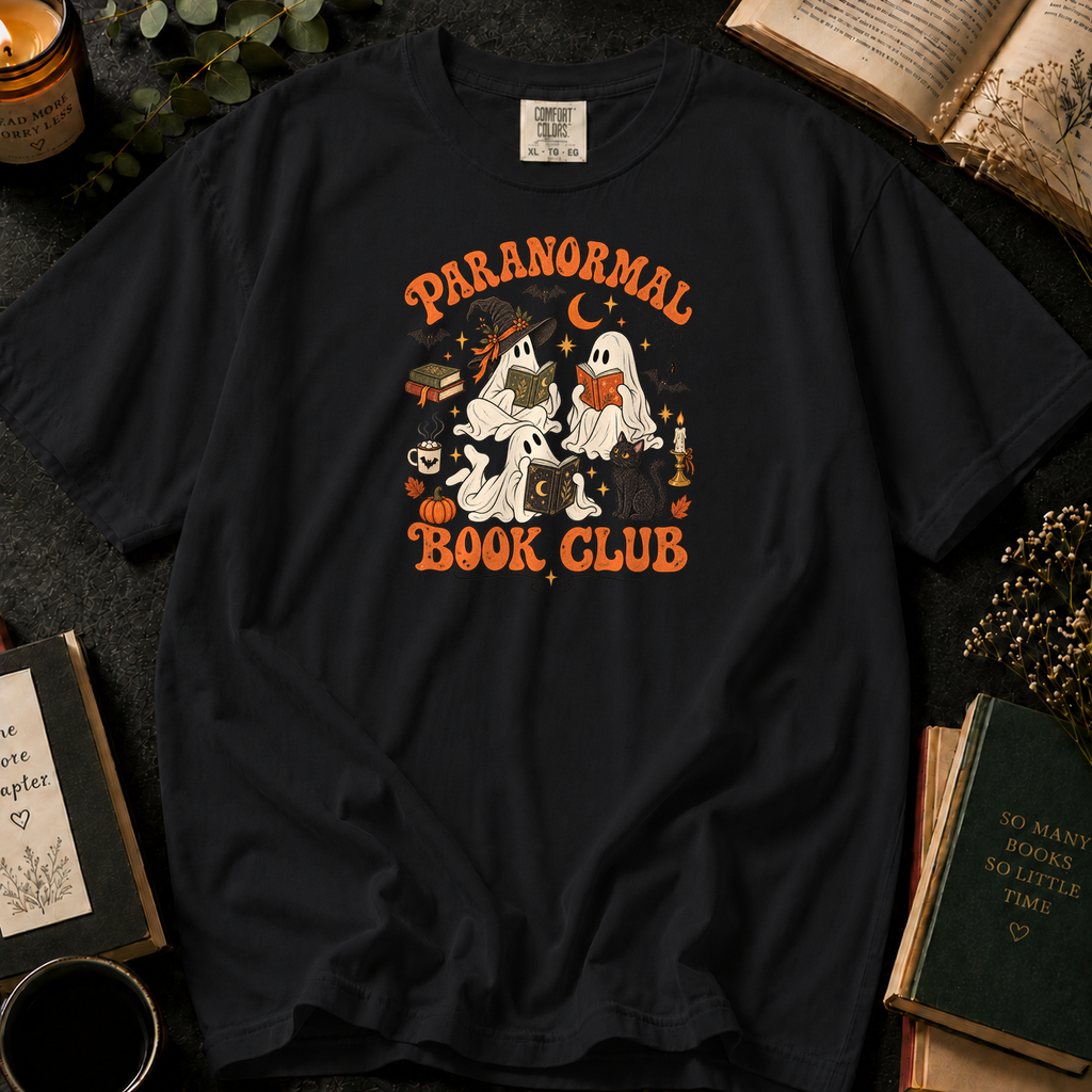 Paranormal Book Club T-Shirt in Black, Between the Pages