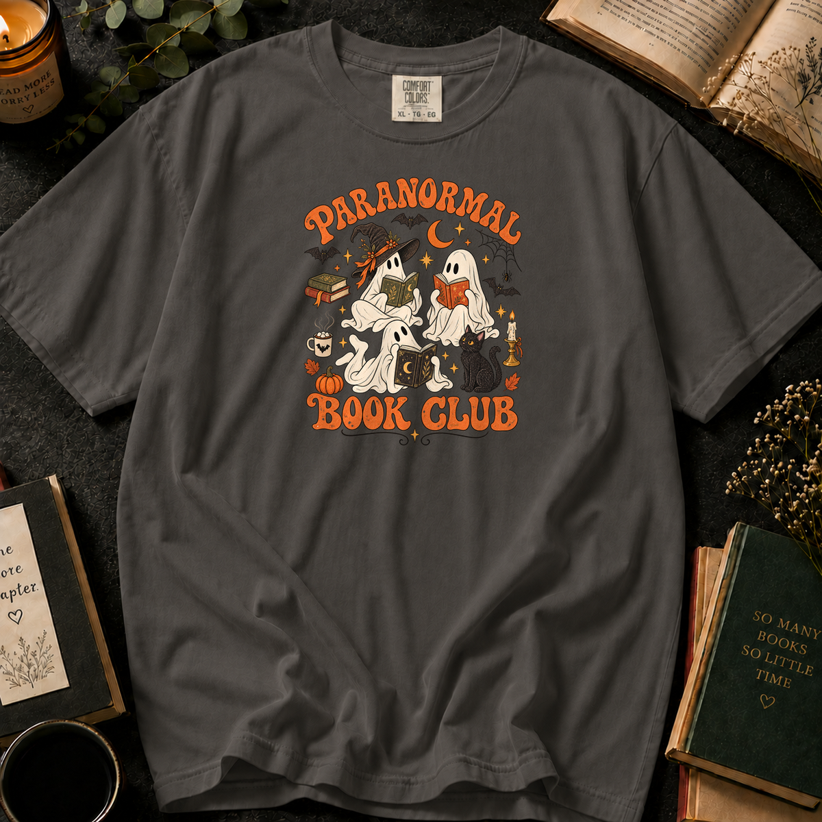 Paranormal Book Club T-Shirt in Pepper, Between the Pages