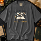 A Book A Day Keeps Reality Away T-Shirt: Cozy Morning Flatlay in Pepper - Comfort Colors® T-Shirt