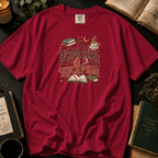 Powered By Espresso & Escapism T-Shirt in Crimson, Between the Pages