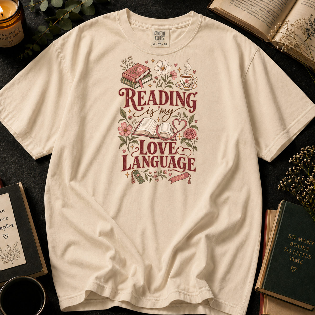 Reading Is My Love Language T-Shirt in Ivory, Between the Pages