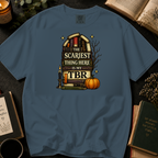 Halloween Booklover T-Shirt — "The Scariest Thing Here Is My TBR" Graphic Tee
